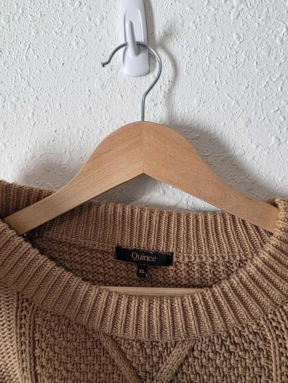 Quince Camel Cable Knit Cotton Sweater XL - Picture 8 of 9